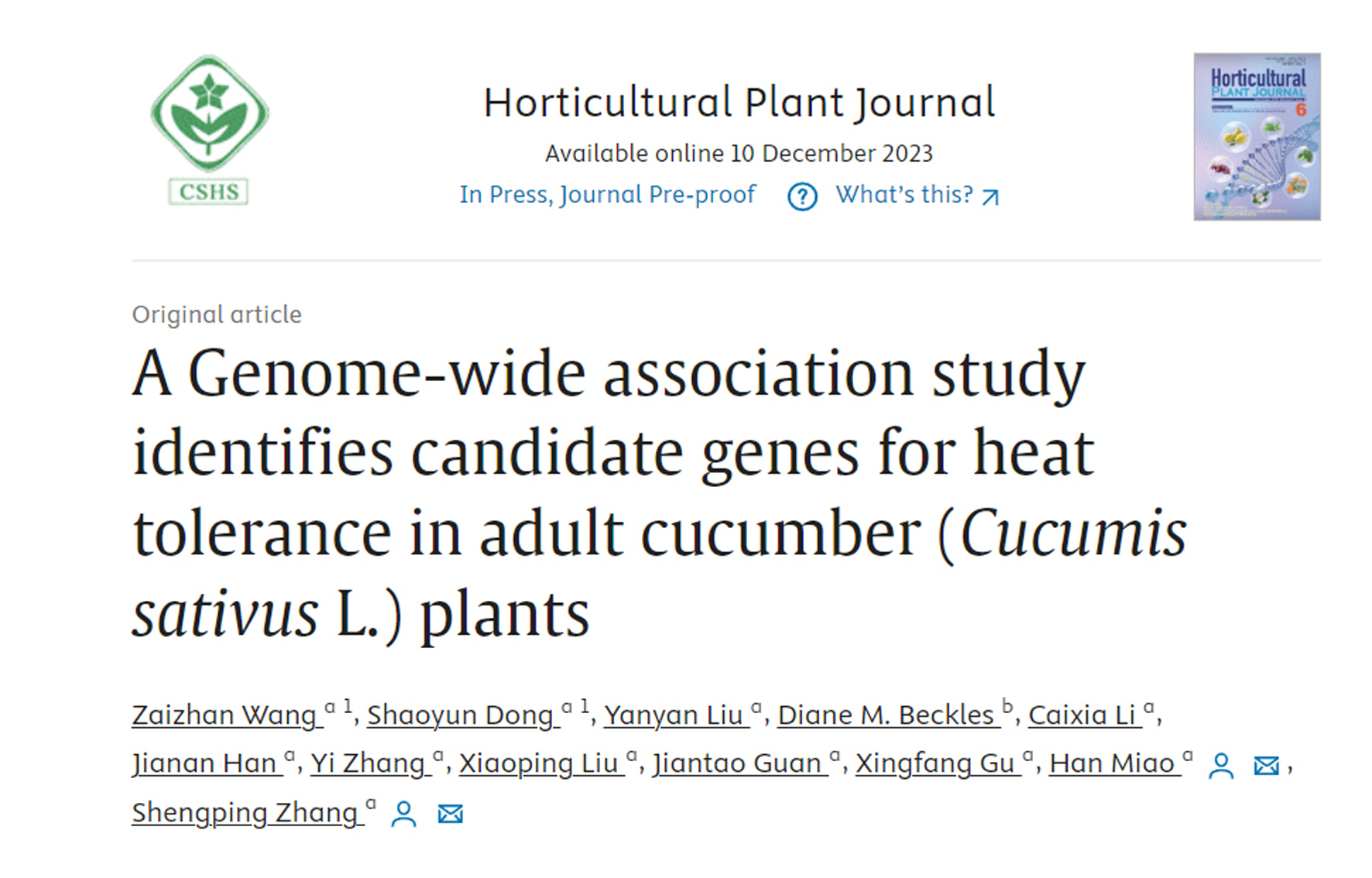 Researchers discover novel genes regulating heat tolerance in adult cucumber