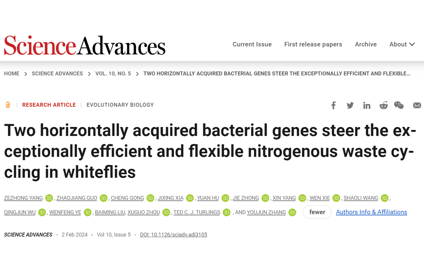 Two horizontally acquired bacterial genes steer the exceptionally efficient and flexible nitrogenous waste cycling in whiteflies