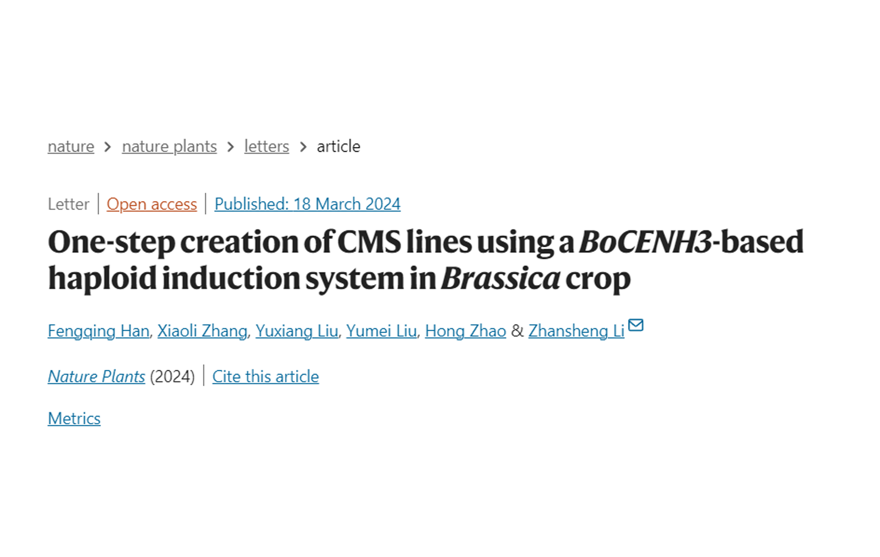 Development of a new method for one-step creation of CMS lines in Brassica crops