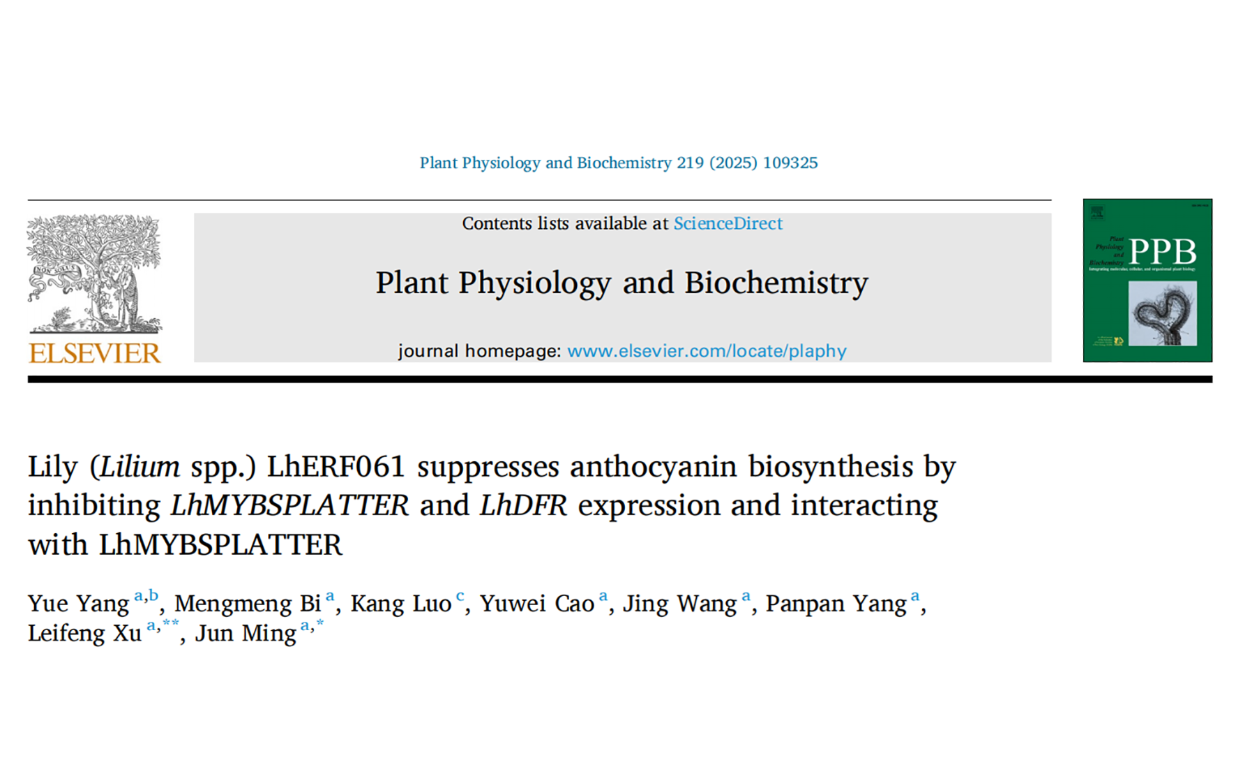 Lily Research Group Reveals New Mechanism for Anthocyanin Glycosylation Regulation in Lilies